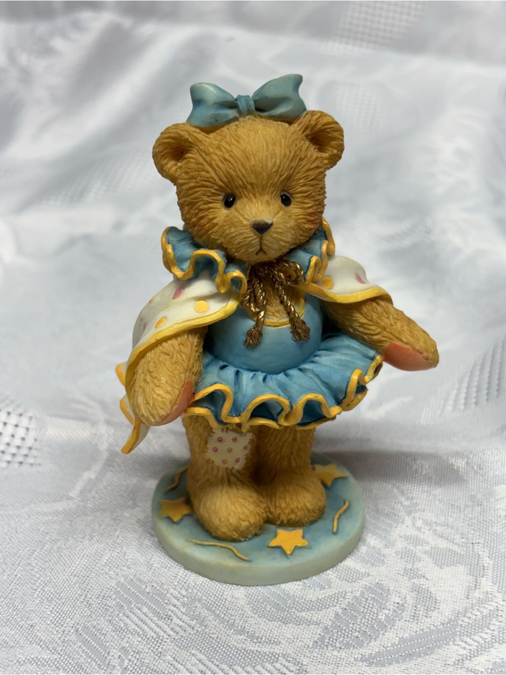Cherished Teddies Figurine with Blue and Yellow Accents
